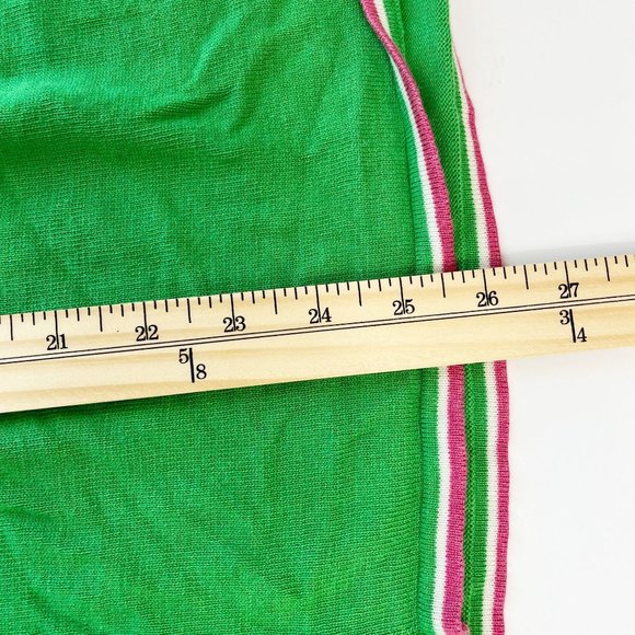 Quacker Factory Green Pink Bee Embroidered Silk Blend Knit Tank Top Preppy - 2X - Picture 5 of 6